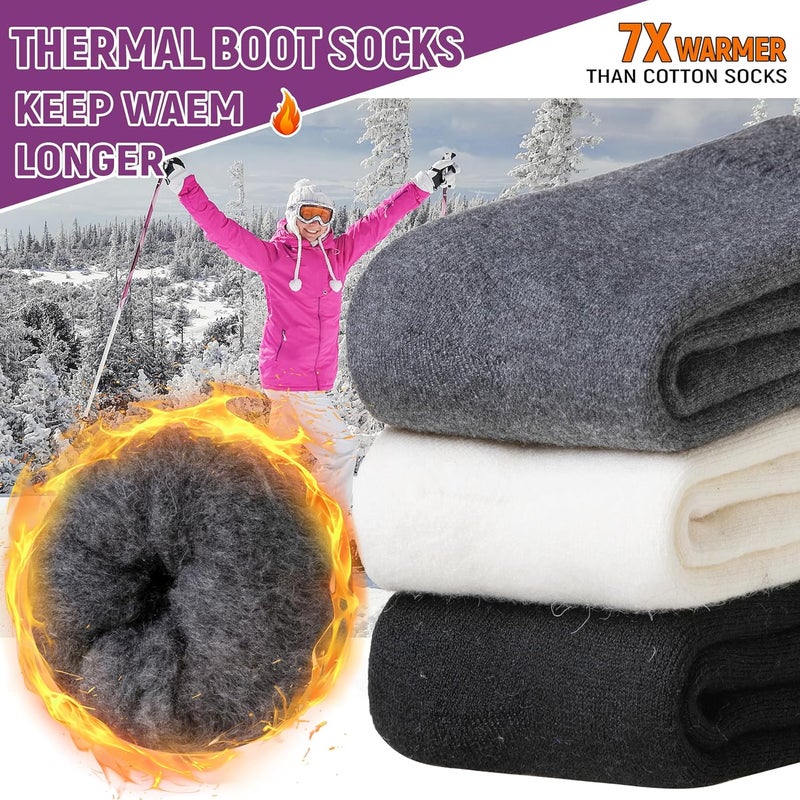 AMENLAN Store Women Heated Socks Ski Winter Thermal Hiking Snowboarding Thick Boot Insulated Socks 3 Pairs - Image 5